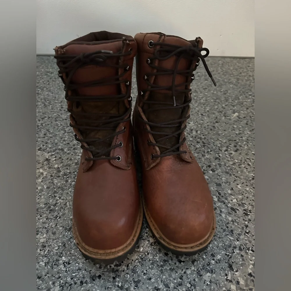 Florsheim Work Utility Mens 8.5 Steel Toe Waterproof Brown Leather Work Boot EUC